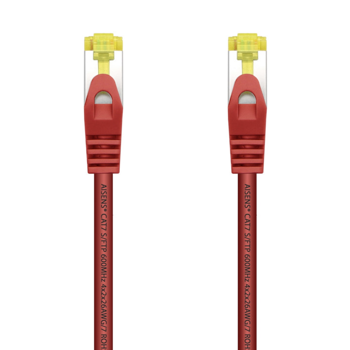 AISENS Cable De Red Latiguillo RJ45 LSZH Cat.7 600 MHz S/FTP PIMF AWG26, Rojo, 1.0 m