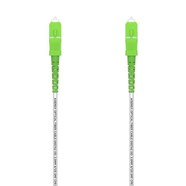 AISENS Cable Fibra Í“ptica Latiguillo G657A2 3.0 9/125 SMF Simplex CPR DCA LSZH, SC/APC-SC/APC, Blanco, 50 m