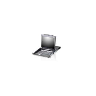 ATEN Consola LCD single rail con switch KVM integrado VGA PS/2-USB de 8 puertos