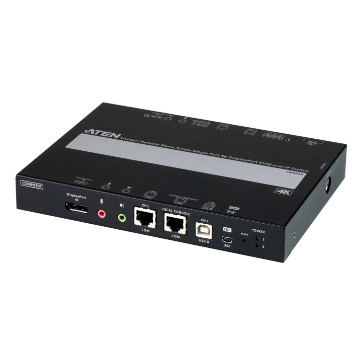 ATEN 1 switch KVM a través de IP DisplayPort 4K de un solo puerto para acceso a recurso compartido local/remoto