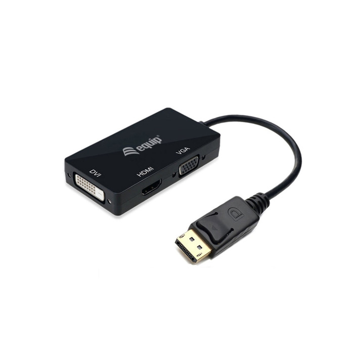 Equip 133441 adaptador de cable de vÍ­deo 0,24 m DisplayPort DVI-D + VGA (D-Sub) + HDMI Negro
