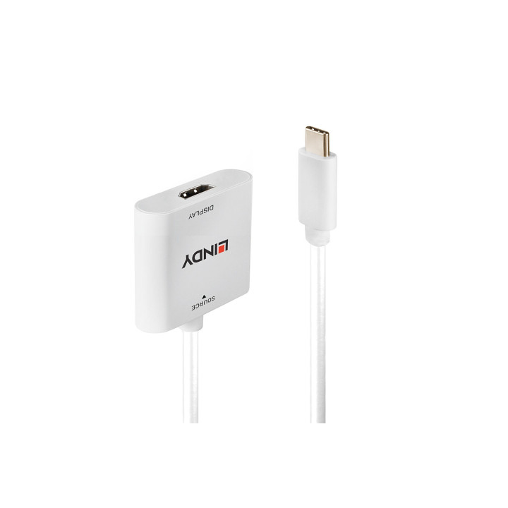 Lindy 43339 adaptador de cable de vÍ­deo 0,1 m USB Tipo C HDMI Blanco