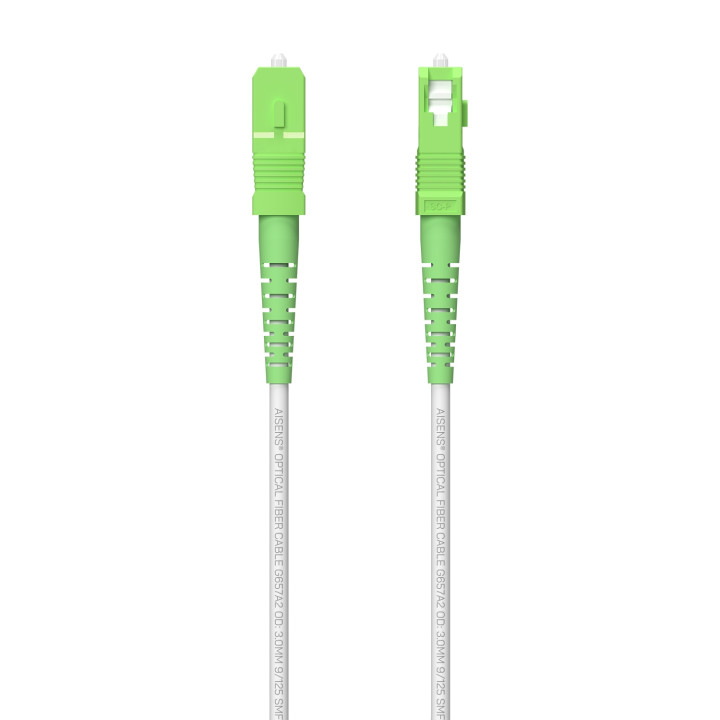 AISENS Cable Fibra Í“ptica Latiguillo G657A2 3.0 9/125 SMF Simplex CPR DCA LSZH, SC/APC-SC/APC, Blanco, 80 m