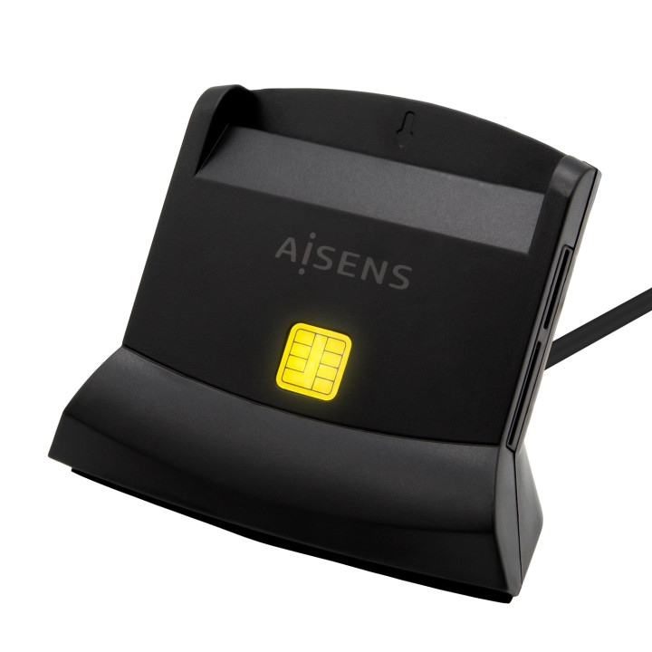 AISENS Lector De Tarjeta Dni Con Lector De Tarjetas SIM, SD, Micro SD, MMC, RS-MMC, MMC Micro, USB-C, Negro