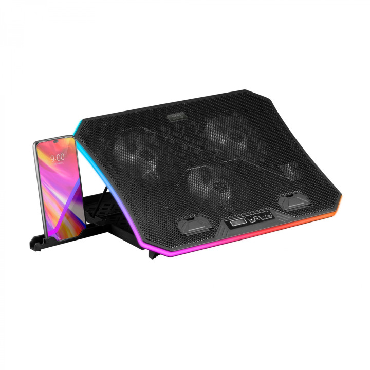Mars Gaming Base Refrigeradora + Stand XL 19 Pulgadas ARGB, 3 Ventiladores, Soporte Móvil