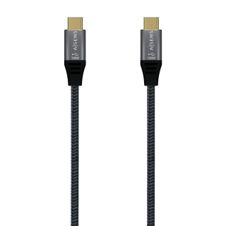 AISENS Cable USB 2.0 Aluminio 5A 100W E-Mark, USB-C/M-USB-C/M, Gris, 1.0M