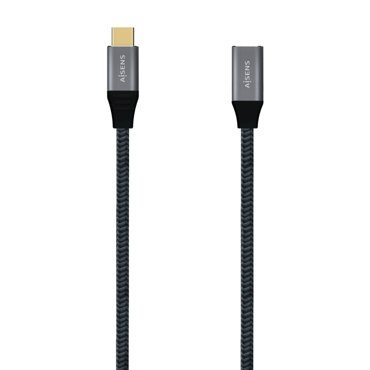 AISENS Cable USB 3.2 Gen2X2 Aluminio 20Gbps 5A 100W, Tipo USB-C/M-USB-C/H, Gris, 1.0M