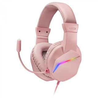 Mars Gaming MH122 Rosa, Cascos Gaming FRGB Over Ear con Micrófono, Sonido HiFi, Cancelación de Sonido, Ultraligeros,...