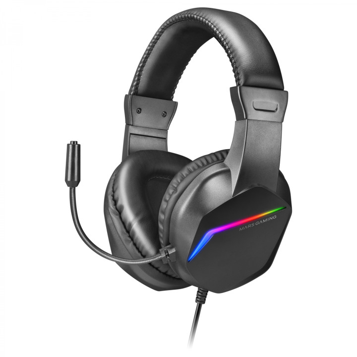 Mars Gaming MH122 Negro, Cascos Gaming FRGB Over Ear con Micrófono, Sonido HiFi, Cancelación de Sonido, Ultraligeros,...