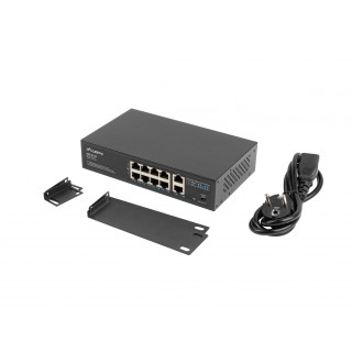 Lanberg RSFE-8P-2GE-120 switch No administrado Gigabit Ethernet (10/100/1000) EnergÍ­a sobre Ethernet (PoE) 1U Negro