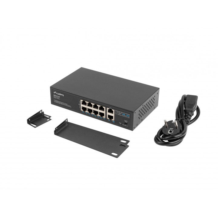 Lanberg RSFE-8P-2GE-120 switch No administrado Gigabit Ethernet (10/100/1000) EnergÍ­a sobre Ethernet (PoE) 1U Negro