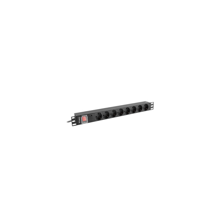 Lanberg PDU-08F-0200-BK unidad de distribución de energÍ­a (PDU) 8 salidas AC 1U Negro