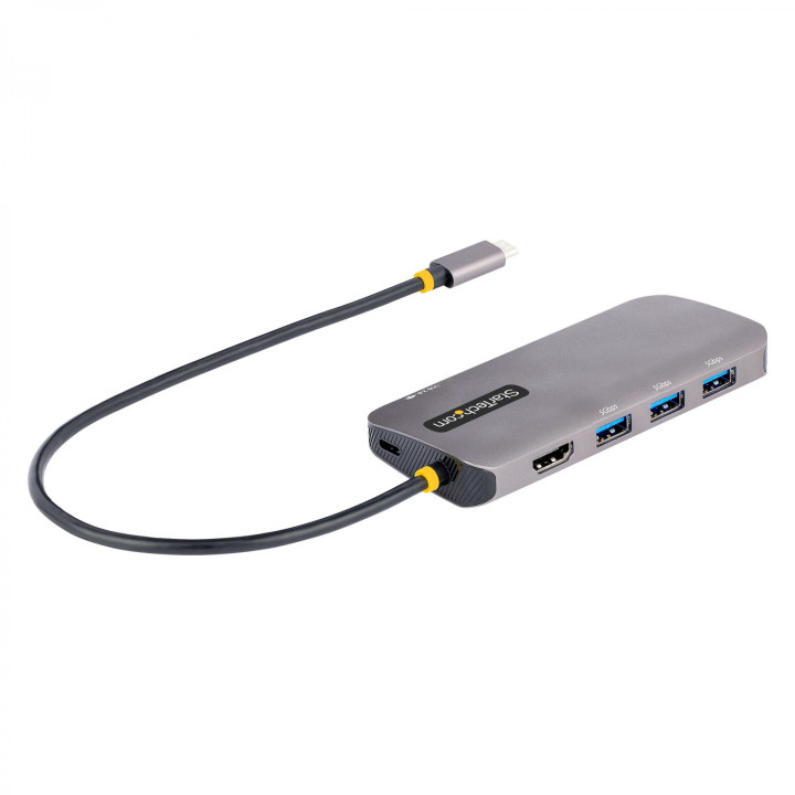 StarTech.com Adaptador Multipuertos USB C, de VÍ­deo HDMI de 4K y 60Hz, Hub USB-A 3.2 de 3 Puertos de 5Gbps, Entrega de
