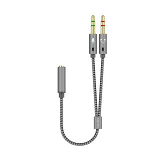 Aisens Adaptador audio Jack 3.5 4pines Hembra a 2xjack 3.5 3pines Macho 0.25m gris