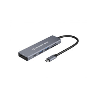 Conceptronic DONN23G base para portátil y replicador de puertos Alámbrico USB 3.2 Gen 1 (3.1 Gen 1) Type-C Gris