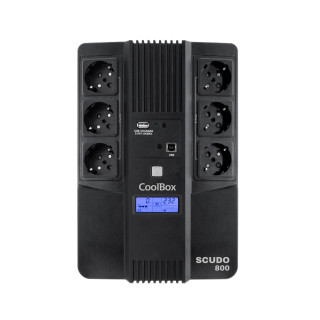 CoolBox Scudo 3 LCD 800VA sistema de alimentación ininterrumpida (UPS) Línea interactiva 0,8 kVA 480 W 6 salidas AC