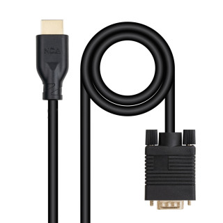Nanocable Cable conversor VGA/M a HDMI/M, Negro, 1.8m