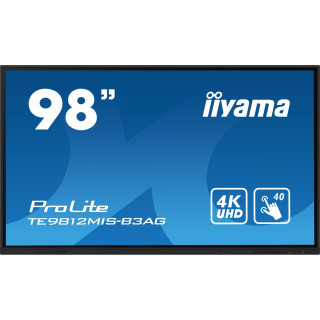 iiyama TE9812MIS-B3AG pantalla de señalización Diseño de quiosco 2,49 m (98") LCD Wifi 400 cd / m² 4K Ultra HD Negro…