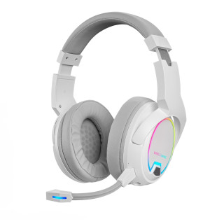 Mars Gaming MHW-100 Blanco Auriculares Inalámbricos ARGB Flow Micrófono ENC Extraíble Ultraligeros Cancelación de Ruido…