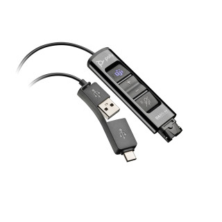 Poly Adaptador negro DA85-M USB a QD compatible con TAA