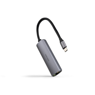 Nanocable Adaptador USB-C 3.1 a RJ45, con PD 100W, USB-C/M, Aluminio, Color Gris, 18 cm