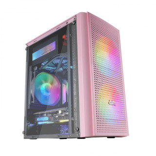 Mars Gaming MC300P Caja minitorre micro ATX cristal templado 3xventilador FRGB rosa