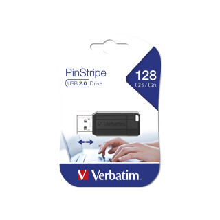 Memoria usb Verbatim PinStripe - Unidad USB de 128 GB - Negro 49071