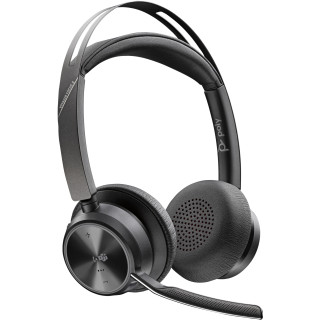 POLY Auriculares Voyager Focus 2 USB-C-C con certificación Microsoft Teams + adaptador USB-C/A + base de carga