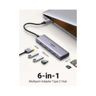 Ugreen CM511 5-in-1 Adapter USB-C Hub to 3x USB3.0 + HDMI + TF/SD Gray