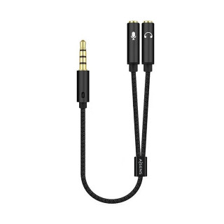 Aisens Adaptador audio Jack 3.5 4pines Macho a 2xjack 3.5 3pines Hembra 0.25m negro