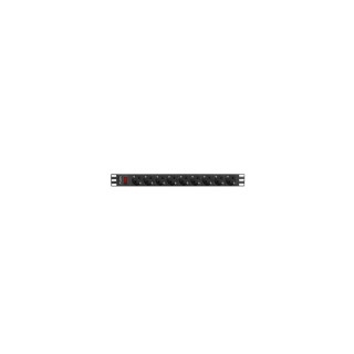 Lanberg PDU-09F-0300-BK unidad de distribución de energÍ­a (PDU) 9 salidas AC 1U Negro, Gris
