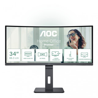 AOC CU34P3CV pantalla para PC 86,4 cm (34") 3440 x 1440 Pixeles UltraWide Quad HD LED Negro
