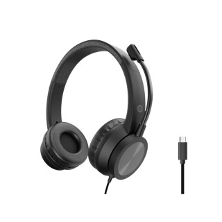 Conceptronic POLONA05BC auricular y casco Auriculares Alámbrico Diadema Llamadas/Música USB Tipo C Negro