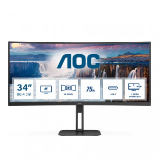 AOC V5 CU34V5C 86,4 cm (34") 3440 x 1440 Pixeles Wide Quad HD LED Negro