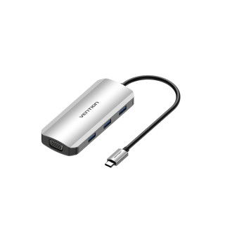 Vention Docking USB Tipo-C TOIHB/ 1xHDMI/ 1xVGA/ 3xUSB/ 1xUSB Tipo-C PD/ Gris