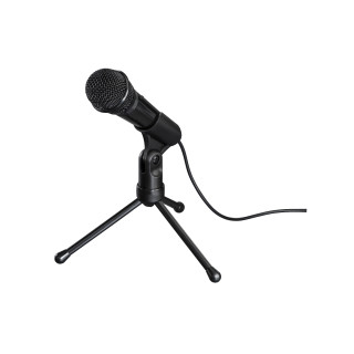 Hama | Micrófono con trípode, conexión jack 3,5mm, ideal para Podcast o conferencias, color negro.