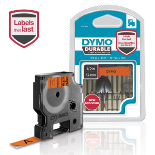 Dymo Cinta blanco sobre naranja etiquetas durable D1 12mm x 3m multicolor