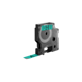Dymo D1 Etiquetas estandar negro sobre verde 12mm x 7m poliester