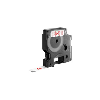 Dymo D1 Etiquetas estandar rojo sobre blanco 12mm x 7m poliester