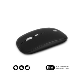 SUBBLIM Ratón Í“ptico Inalámbrico 2.4G y Bluetooth Dual Flat Mouse Recargable Negro