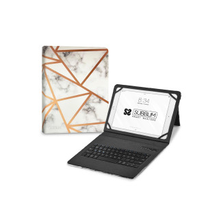 SUBBLIM Funda con Teclado Keytab Pro BT Trendy Marmol Blanco