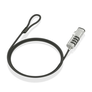 AISENS Cable de Seguridad tipo NANO con cerradura de combinación para ordenador, monitor, portátil 1.5m