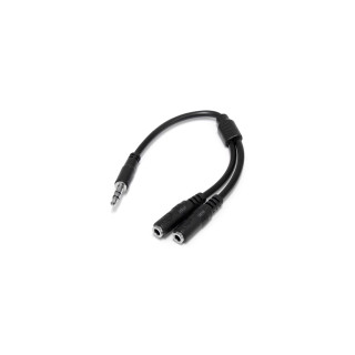 StarTech.com Adaptador Divisor de Auriculares Mini-Jack 3,5mm 3 pines Macho a 2x Mini-Jack 3 pines Hembra - Negro