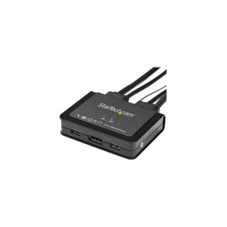 StarTech.com Switch Conmutador KVM de 2 Puertos DisplayPort 4K60Hz con Cables Incorporados