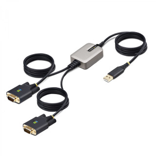StarTech.com 2P6FFC-USB-SERIAL cambiador de género para cable USB-A 2 x DB-9 RS-232 Negro, Gris