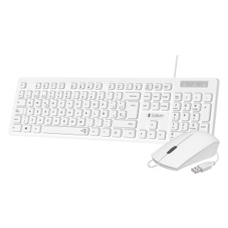 SUBBLIM Teclado Ergonómico y ratón Combo Business Slim Silencioso con cable USB Blanco