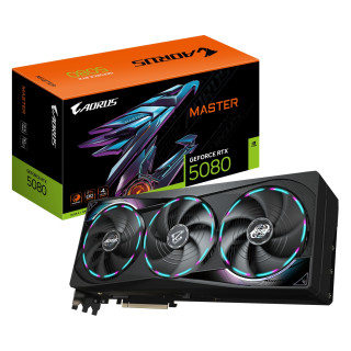 GIGABYTE AORUS GeForce RTX 5080 MASTER 16G Tarjeta Gráfica - 16GB GDDR7, 256 bits, PCI-E 5.0, 2805MHz Core Clock, 3 x...