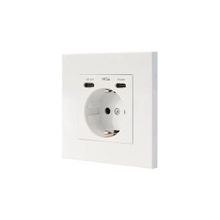 Nanocable Base de enchufe de pared tipo schuko con 2 USB-C PD - Max. 3.4A, Blanco