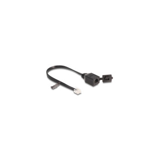 DeLOCK Cable RJ12 macho a RJ12 hembra con tapa protectora 20 cm negro