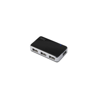 Digitus HUB de interfaz USB 2.0 480 Mbit/s Negro, Plata